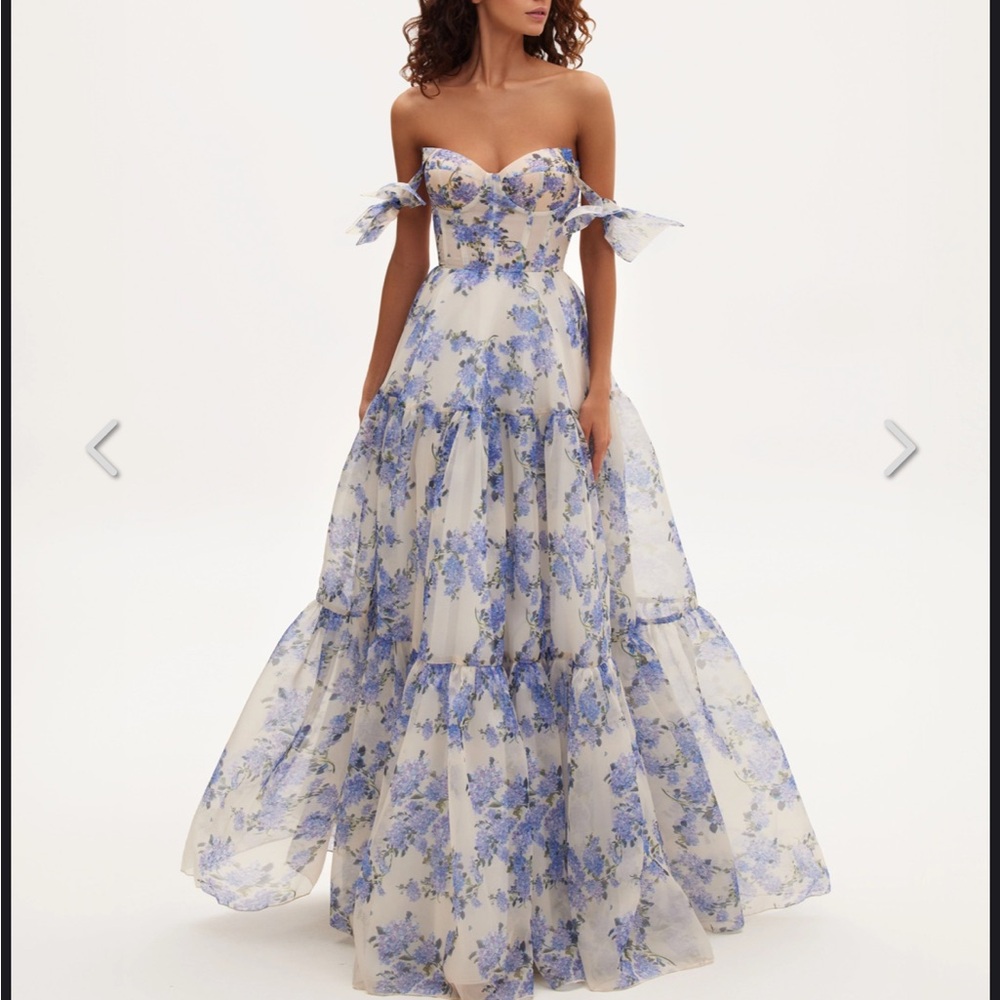 Milla Hydrangea Tender floral maxi tie-strap dress